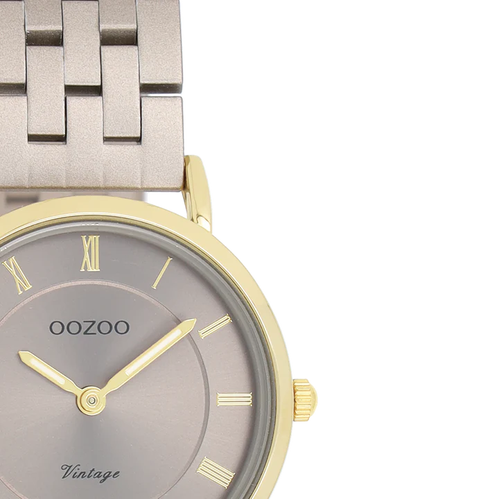 Oozoo Vintage Ρολόι με Μπεζ Μεταλλικό Μπρασελέ C20375