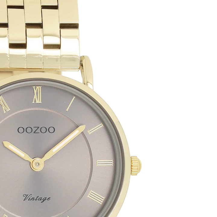 Oozoo Vintage Ρολόι με Χρυσό Μεταλλικό Μπρασελέ C20377
