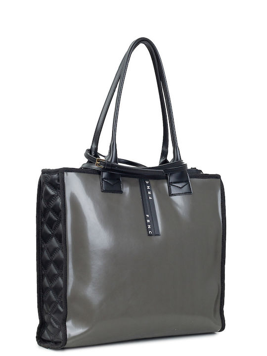 FRNC Γυναικεία Τσάντα Shopper Ώμου Γκρι 4482