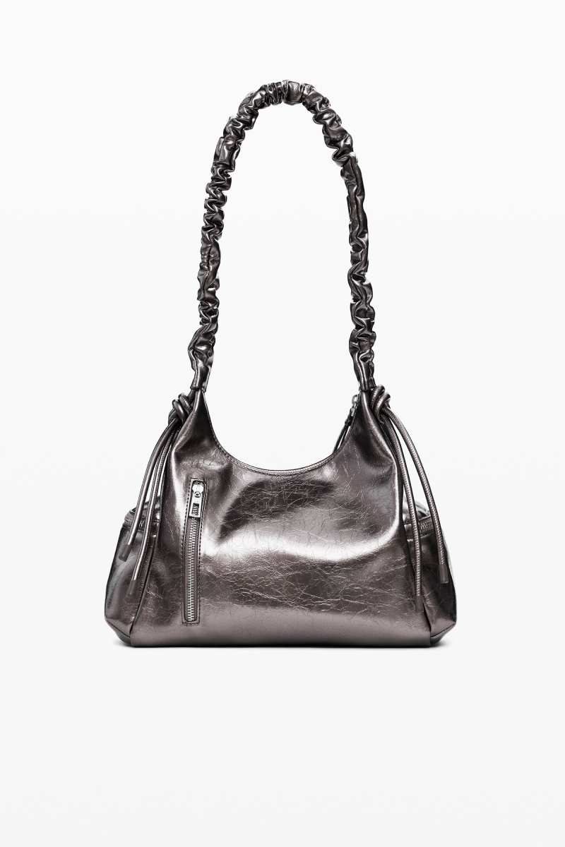 Γυναικεία Μεταλλική μεσαία τσάντα με λογότυπο 3D και σουρωτό λουρί 25WAXPAS/9225U