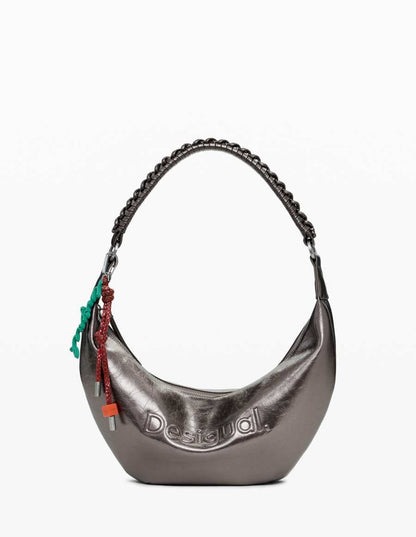 Γυναικεία Μεταλλιζέ μεσαία τσάντα ώμου με λογότυπο 25WAXPAU/9225U