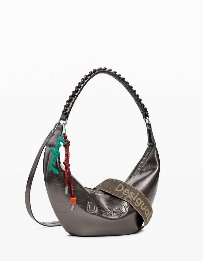 Γυναικεία Μεταλλιζέ μεσαία τσάντα ώμου με λογότυπο 25WAXPAU/9225U