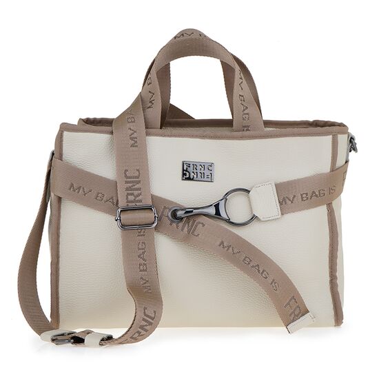 Δερμάτινη Γυναικεία Τσάντα Χιαστί Μπεζ | FRNC 3762