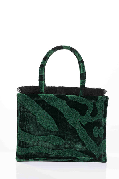 ΜΕΣΑΙΑ ΤΣΑΝΤΑ TOTE ANIMAL VELVET PETROL