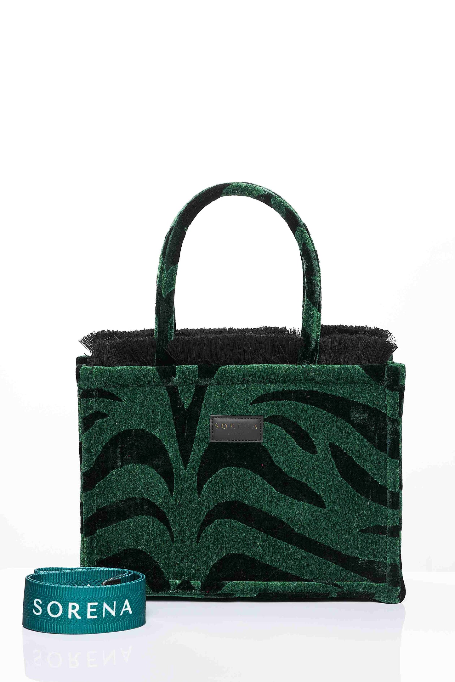 ΜΕΣΑΙΑ ΤΣΑΝΤΑ TOTE ANIMAL VELVET PETROL