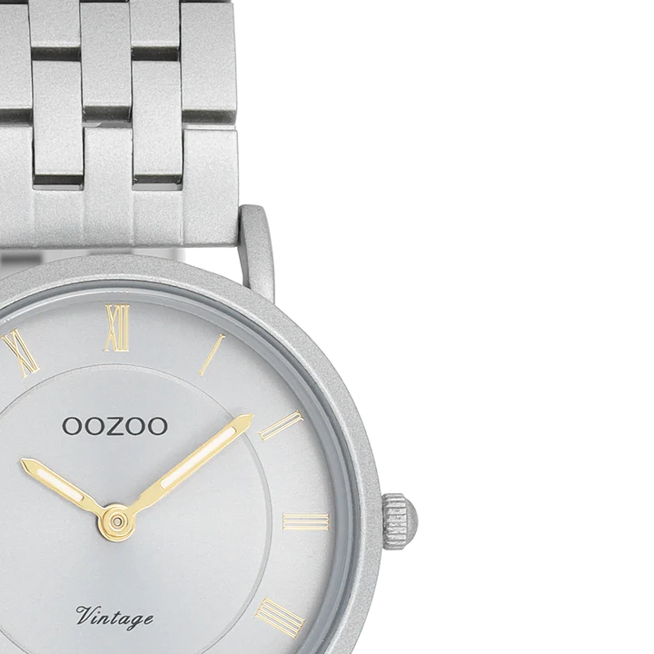 Oozoo Vintage Ρολόι με Ασημί Μεταλλικό Μπρασελέ C20374