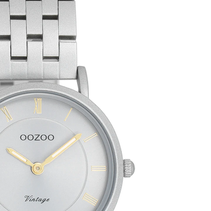 Oozoo Vintage Ρολόι με Ασημί Μεταλλικό Μπρασελέ C20374