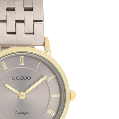 Oozoo Vintage Ρολόι με Μπεζ Μεταλλικό Μπρασελέ C20375