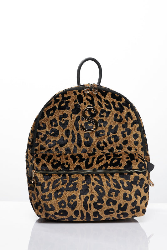 ΣΑΚΙΔΙΟ ΠΛΑΤΗΣ LEOPARD VELVET ΚΑΦΕ