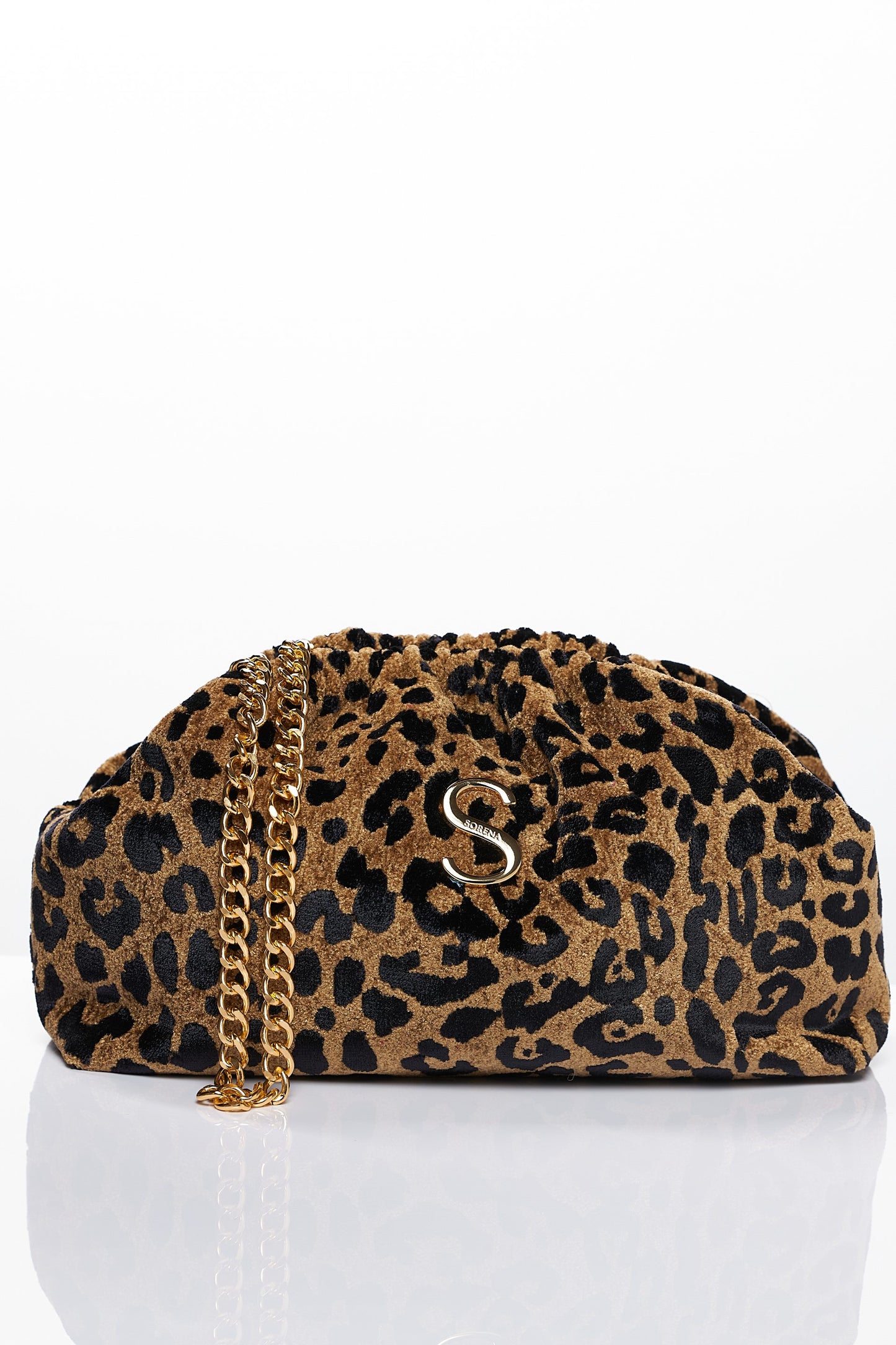 Τσάντα κούπας LEOPARD VELVET ΚΑΦΕ