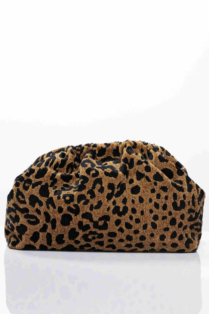 Τσάντα κούπας LEOPARD VELVET ΚΑΦΕ