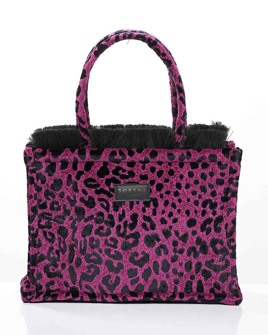 ΜΕΣΑΙΑ ΤΣΑΝΤΑ TOTE LEOPARD VELVET MAGENTA