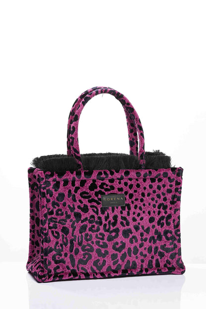 ΜΕΣΑΙΑ ΤΣΑΝΤΑ TOTE LEOPARD VELVET MAGENTA