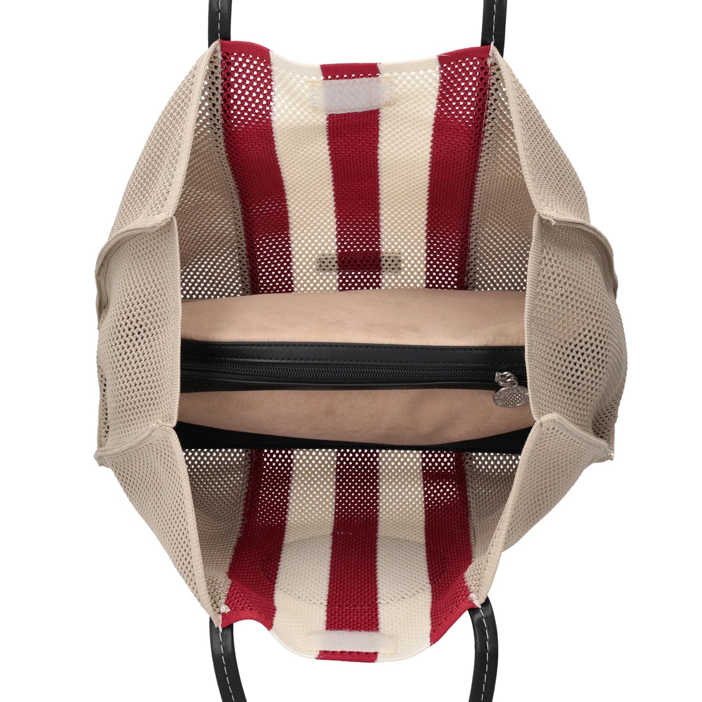 Milena mesh tote bag with contrasting beige stripes ps2617b56