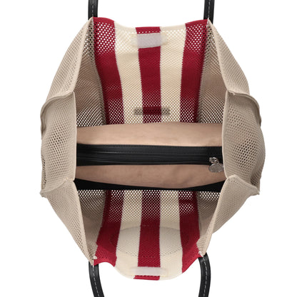 Milena mesh tote bag with contrasting beige stripes ps2617b56
