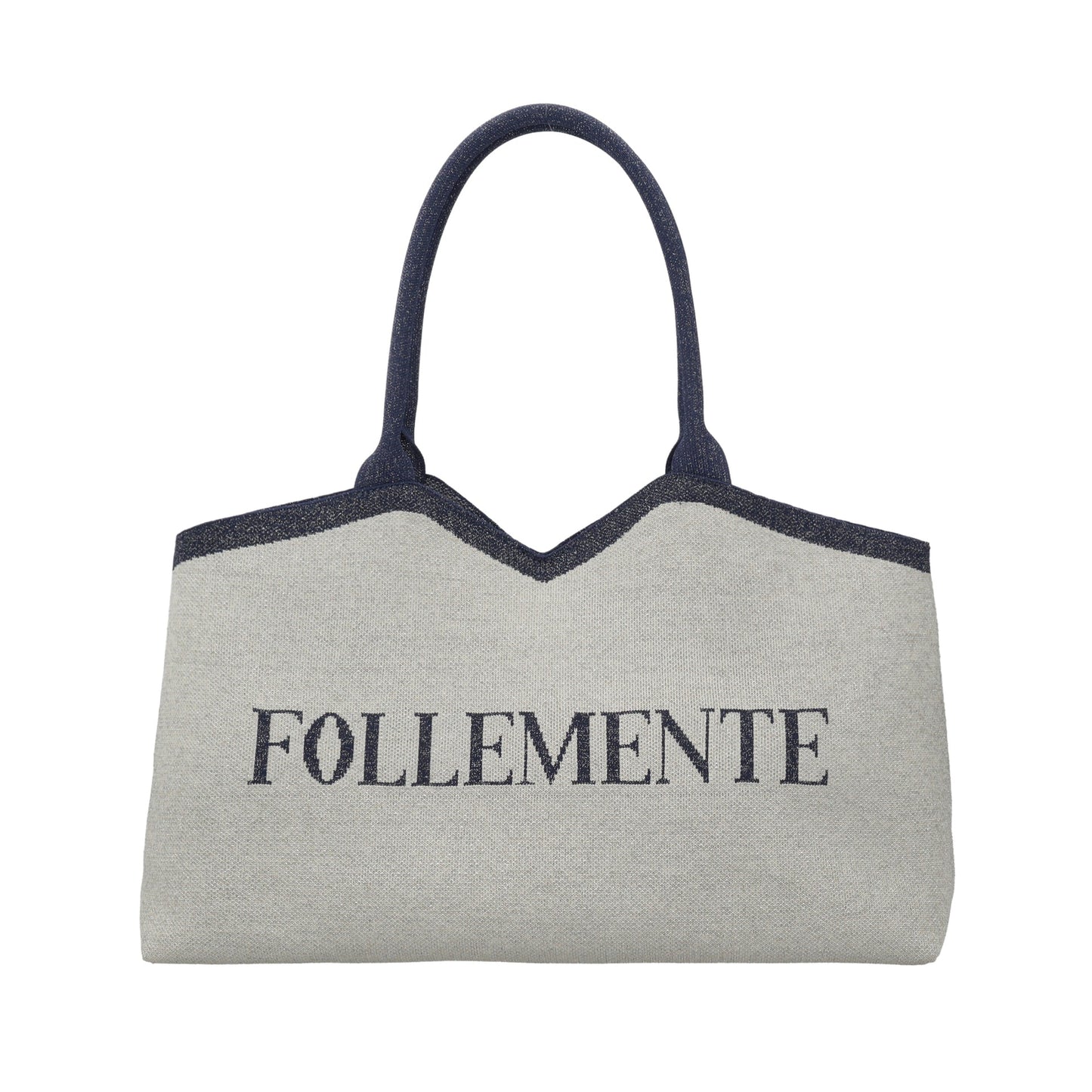 Nina shopping bag in silver geometric fabric ps261b514