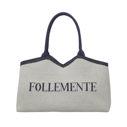 Nina shopping bag in silver geometric fabric ps261b514