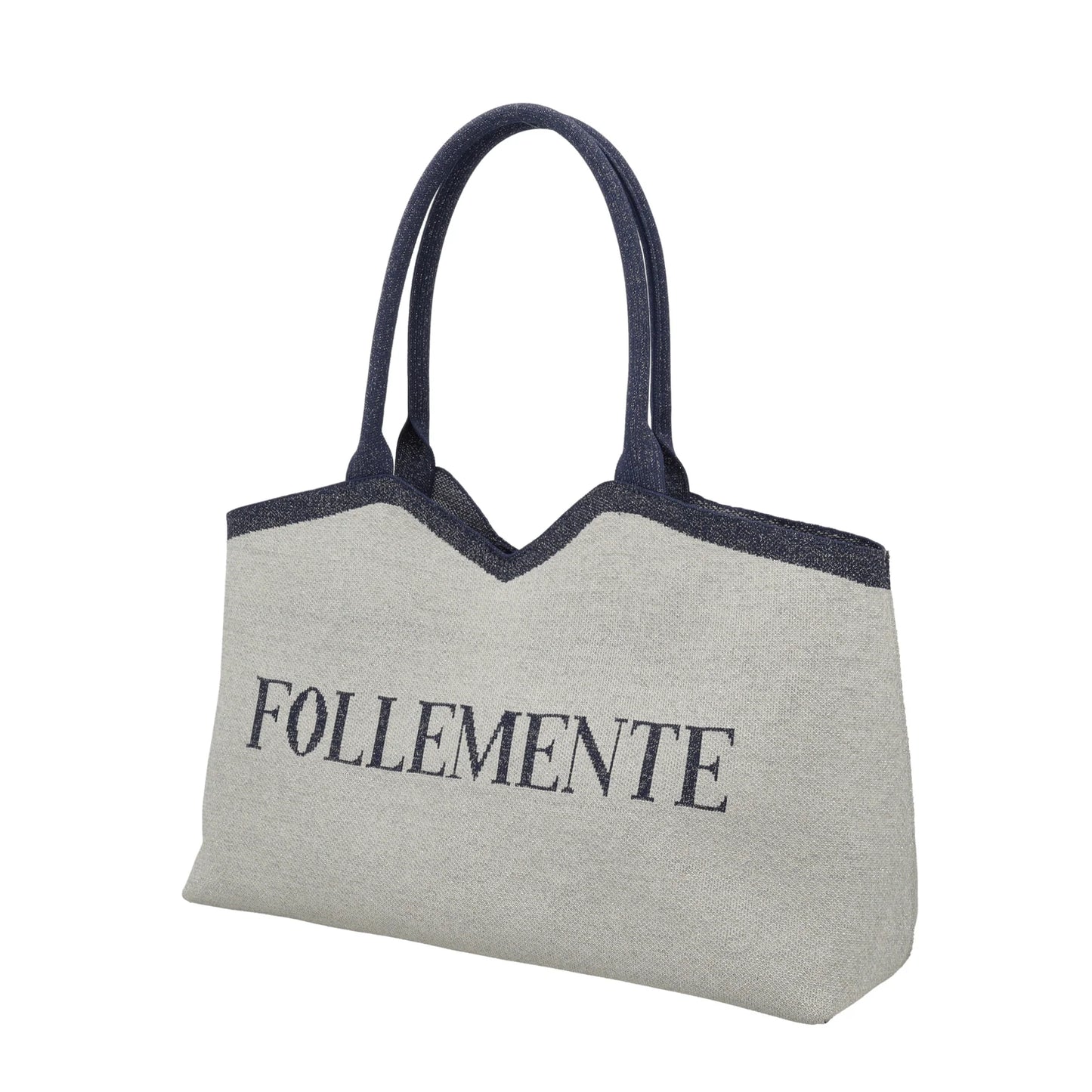 Nina shopping bag in silver geometric fabric ps261b514