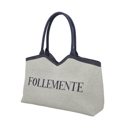 Nina shopping bag in silver geometric fabric ps261b514
