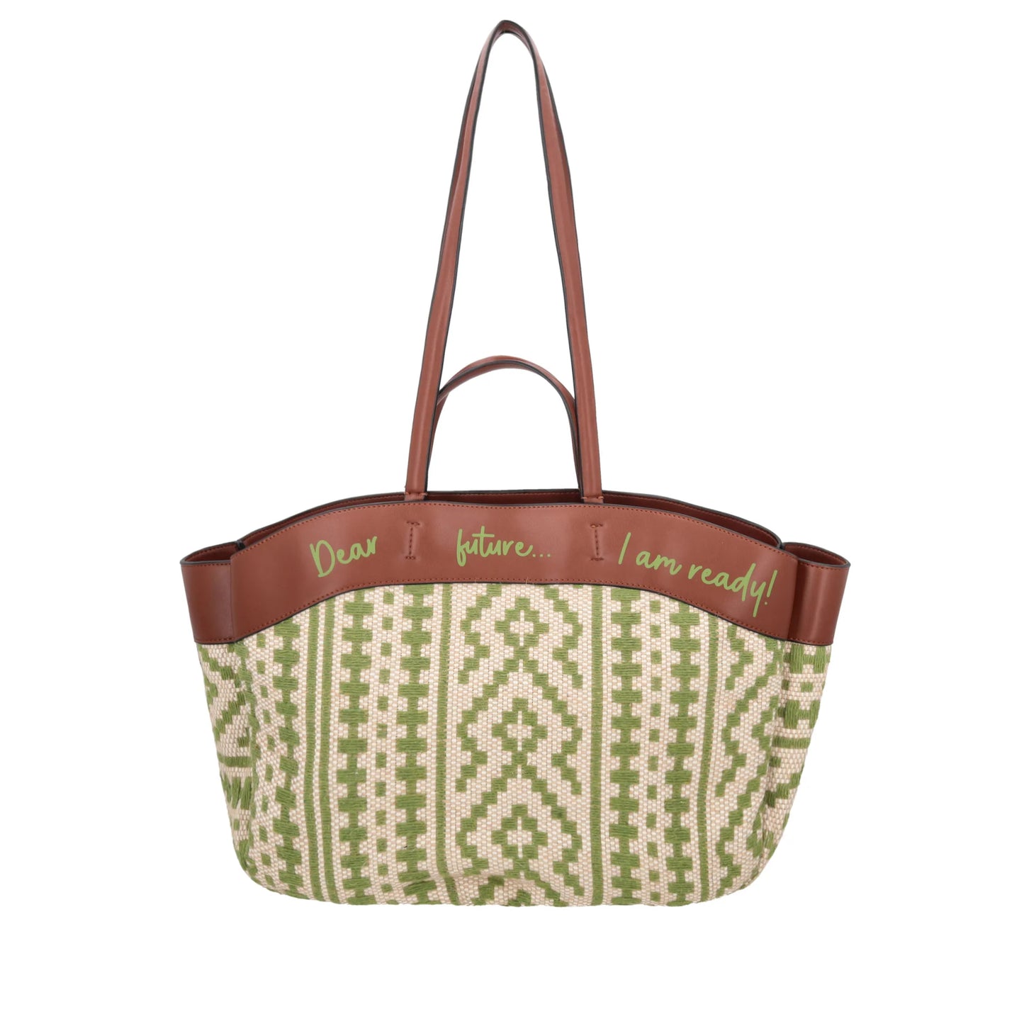Giulia shoulder bag in green woven fabric ps2620b27