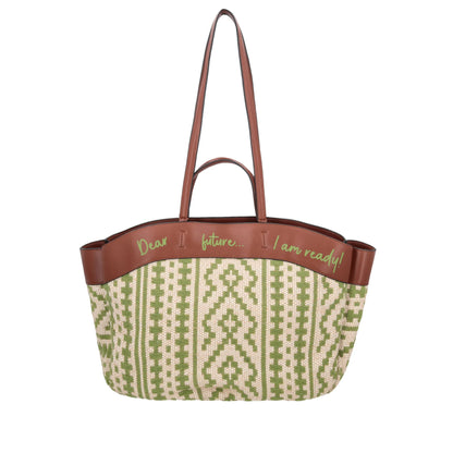 Giulia shoulder bag in green woven fabric ps2620b27