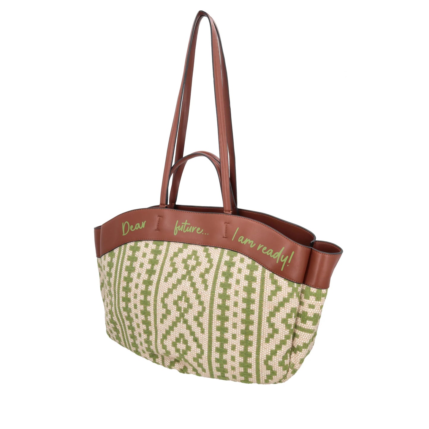 Giulia shoulder bag in green woven fabric ps2620b27