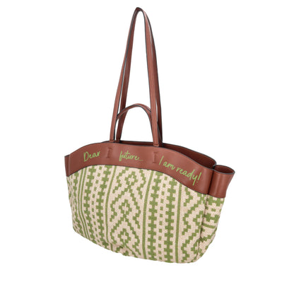 Giulia shoulder bag in green woven fabric ps2620b27
