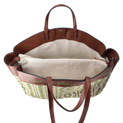 Giulia shoulder bag in green woven fabric ps2620b27