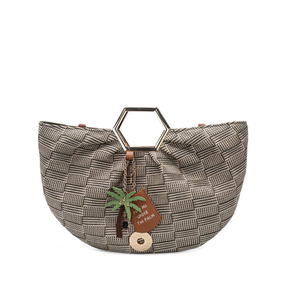 Miriam handbag with metal handle in avio blue color ps2627b39