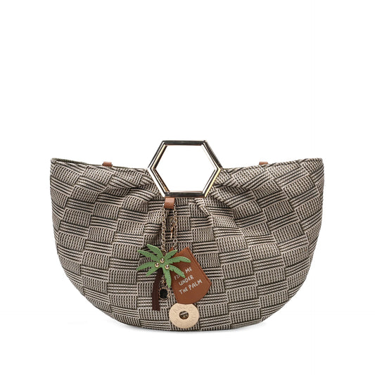 Miriam handbag with metal handle in avio blue color ps2627b39