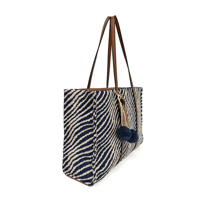 Sunny shopping bag with blue pom-pom detail ps2628b70