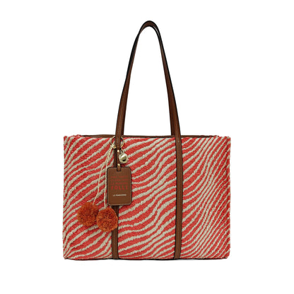 Sunny shopping bag with coral pom-pom detail ps2628b70