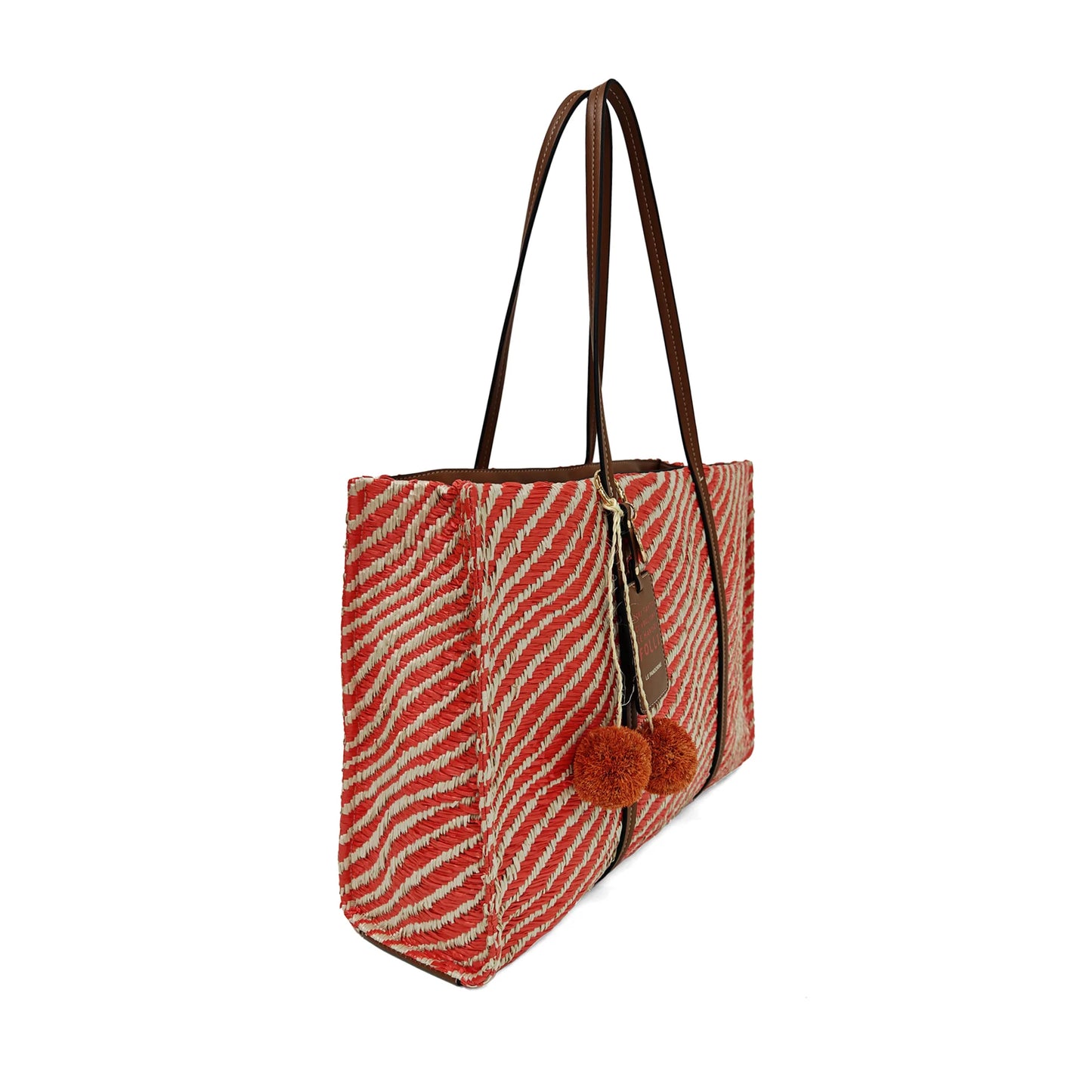 Sunny shopping bag with coral pom-pom detail ps2628b70