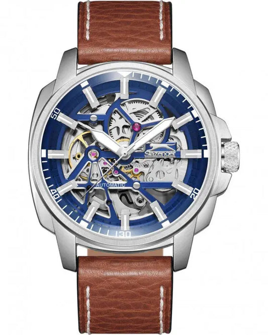 SLAZENGER Automatic Brown Leather Strap SKU SL.09.2409.1.01