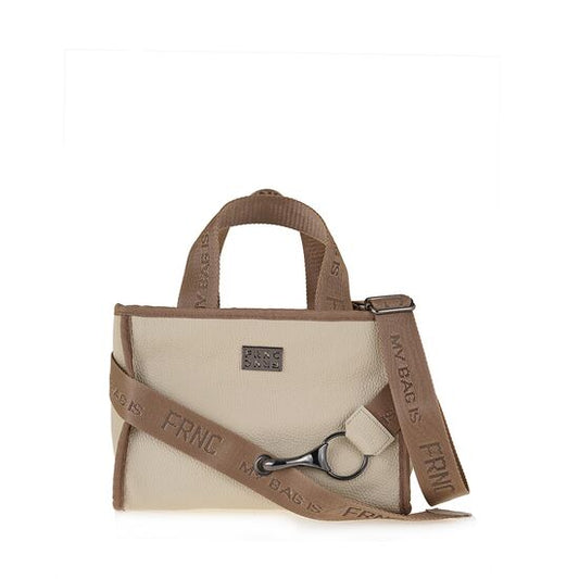 Γυναικεία Τσάντα Χειρός Σε Χρώμα Εκρού Καφέ FRNC 3761 BG