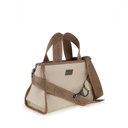 Γυναικεία Τσάντα Χειρός Σε Χρώμα Εκρού Καφέ FRNC 3761 BG
