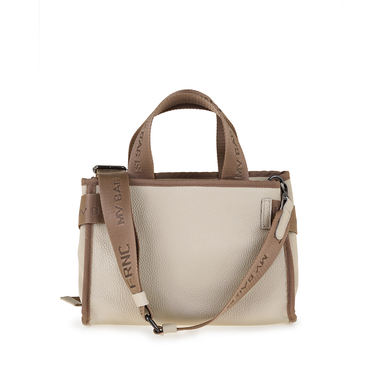 Γυναικεία Τσάντα Χειρός Σε Χρώμα Εκρού Καφέ FRNC 3761 BG