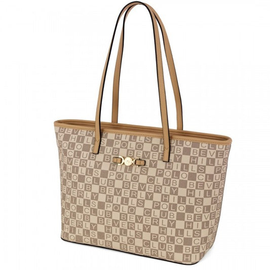 Beverly Hills Polo Γυναικεία Τσάντα Ώμου BH-4530 Μπεζ Στάμπα
