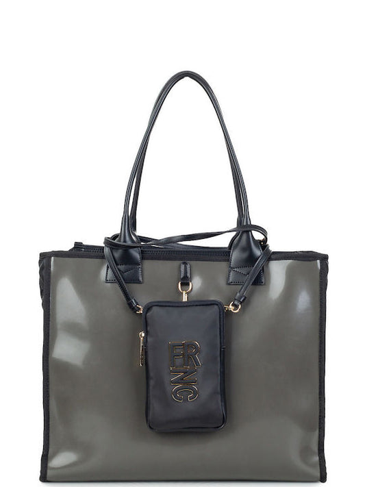 FRNC Γυναικεία Τσάντα Shopper Ώμου Γκρι 4482