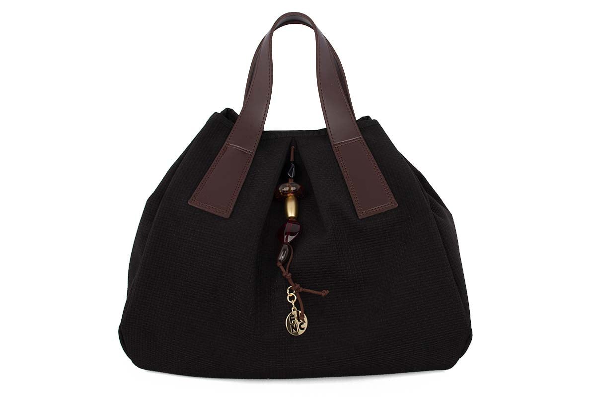 FRNC Γυναικεία Τσάντα Nubuck Treccia Black 5561