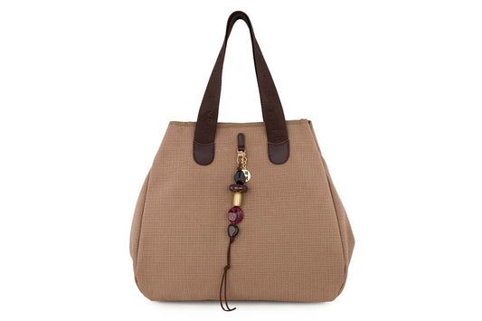 FRNC Γυναικεία Τσάντα Nubuck Treccia Beige 5566-BG