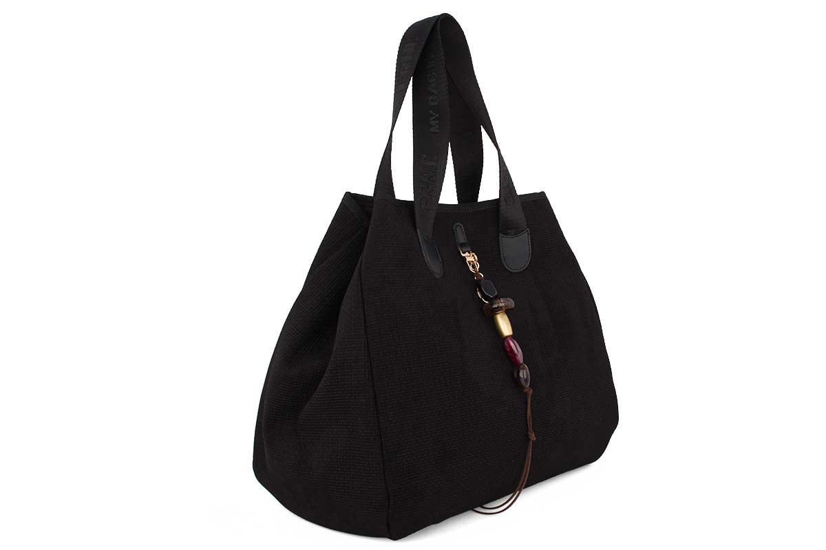 FRNC Γυναικεία Τσάντα Nubuck Treccia Black 5566-BLK