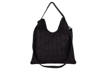 FRNC Γυναικεία Τσάντα Eco Nubuck St.Croco Black 6142-BLK