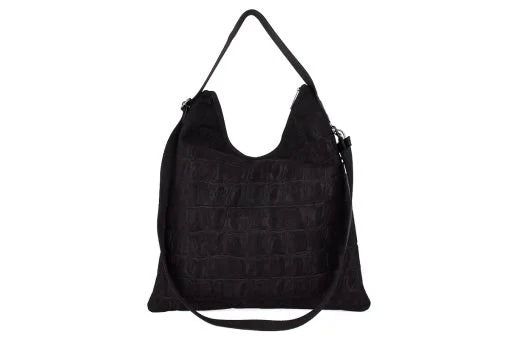 FRNC Γυναικεία Τσάντα Eco Nubuck St.Croco Black 6142-BLK
