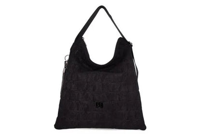 FRNC Γυναικεία Τσάντα Eco Nubuck St.Croco Black 6142-BLK